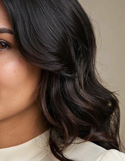 Woman with confident, full hair after treatment